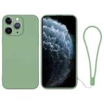 For iPhone 11 Pro Max Silicone Phone Case with Wrist Strap(Matcha Green)