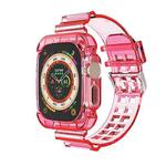 For Apple Watch Ultra 49mm Glacier Transparent TPU Integrated Watch Band(Rose Red)