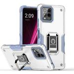 For T-Mobile REVVL 6 Pro 5G Ring Holder Non-slip Shockproof Armor Phone Case(White)