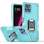 For T-Mobile REVVL 6 5G Ring Holder Non-slip Shockproof Armor Phone Case(Mint Green)