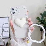For iPhone 12 mini Wave Edge Heart Silicone Phone Case with Wristband(White)