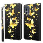 For Motorola Moto G62 3D Painting Pattern TPU + PU Leather Phone Case(Gold Butterfly)