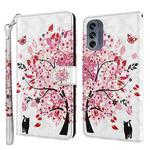 For Motorola Moto G62 3D Painting Pattern TPU + PU Leather Phone Case(Cat Under The Tree)