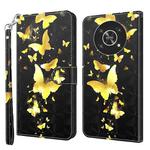 For Honor Magic4 Lite 4G/5G 3D Painting Pattern TPU + PU Leather Phone Case(Gold Butterfly)