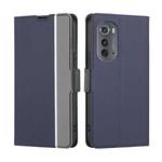 For Motorola Edge 2022 Twill Texture Side Buckle Leather Phone Case(Blue)