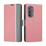For Motorola Edge 2022 Twill Texture Side Buckle Leather Phone Case(Pink)