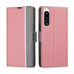 For Sony Xperia 5 IV Twill Texture Side Buckle Leather Phone Case(Pink)