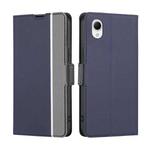 For Samsung Galaxy A23e / A22e Twill Texture Side Buckle Leather Phone Case(Blue)