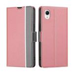 For Samsung Galaxy A23e / A22e Twill Texture Side Buckle Leather Phone Case(Pink)