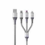 WEKOME WDC-170 Raython Series 6A 3 in 1 USB to 8 Pin+Type-C+Micro USB Fast Charge Data Cable Length: 1.2m(Silver)