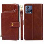 For Motorola Edge S30 Pro 5G / Edge 30 Fusion Zipper Bag Flip Leather Phone Case(Brown)