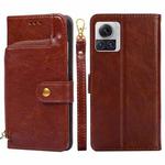 For Motorola Edge X30 Pro 5G / Edge 30 Ultra Zipper Bag Flip Leather Phone Case(Brown)