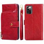 For ZTE Blade A72 5G Zipper Bag Flip Leather Phone Case(Red)