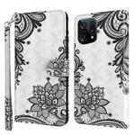 For OPPO Find X5 3D Painting Pattern TPU + PU Leather Phone Case(Diagonal Black Flower)