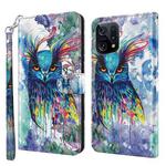 For OPPO Find X5 3D Painting Pattern TPU + PU Leather Phone Case(Watercolor Owl)