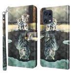 For OPPO Find X5 Pro 3D Painting Pattern TPU + PU Leather Phone Case(Cat Tiger)