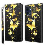 For OPPO Reno7 5G/Find X5 Lite 3D Painting Pattern TPU + PU Leather Phone Case(Gold Butterfly)