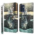 For OPPO Reno7 5G/Find X5 Lite 3D Painting Pattern TPU + PU Leather Phone Case(Cat Tiger)