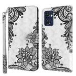 For OPPO Reno7 5G/Find X5 Lite 3D Painting Pattern TPU + PU Leather Phone Case(Diagonal Black Flower)