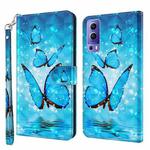 For vivo Y72 5G 3D Painting Pattern TPU + PU Leather Phone Case(Three Butterflies)