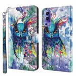 For vivo Y72 5G 3D Painting Pattern TPU + PU Leather Phone Case(Watercolor Owl)