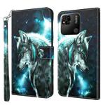For Xiaomi Redmi 10A 3D Painting Pattern TPU + PU Leather Phone Case(Wolf)