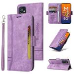 For Samsung Galaxy M52 5G BETOPNICE Dual-side Buckle Leather Phone Case(Purple)