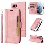 For Samsung Galaxy S22 Ultra 5G BETOPNICE Dual-side Buckle Leather Phone Case(Pink)