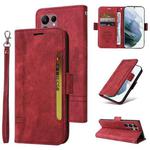 For Samsung Galaxy S22 Ultra 5G BETOPNICE Dual-side Buckle Leather Phone Case(Red)