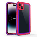 For iPhone 14 Plus Acrylic + TPU Shockproof Phone Case(Blue Purple + Rose Red)
