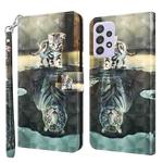 For Samsung Galaxy A23 4G/5G 3D Painting Pattern TPU + PU Leather Phone Case(Cat Tiger)