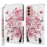 For Samsung Galaxy M13 4G 3D Painting Pattern TPU + PU Leather Phone Case(Cat Under The Tree)