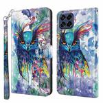 For Samsung Galaxy M33 3D Painting Pattern TPU + PU Leather Phone Case(Watercolor Owl)