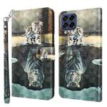 For Samsung Galaxy M53 3D Painting Pattern TPU + PU Leather Phone Case(Cat Tiger)