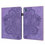 For Nokia T10 Peacock Embossed Pattern Leather Tablet Case(Purple)
