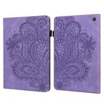 For Amazon Kindle Fire 7 2022 Peacock Embossed Pattern Leather Tablet Case(Purple)