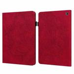 For Amazon Kindle Fire 7 2022 Peacock Embossed Pattern Leather Tablet Case(Red)