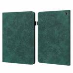 For Amazon Kindle Fire 7 2022 Peacock Embossed Pattern Leather Tablet Case(Green)
