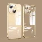 For iPhone 14 Dustproof Glass Lens Protection Electroplating Phone Case(Gold)