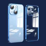 For iPhone 14 Plus Dustproof Glass Lens Protection Electroplating Phone Case(Navy Blue)