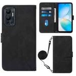 For Infinix Hot 12 X6817 Crossbody 3D Embossed Flip Leather Phone Case(Black)