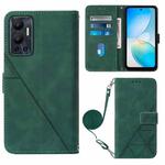 For Infinix Hot 12 X6817 Crossbody 3D Embossed Flip Leather Phone Case(Dark Green)