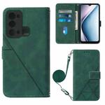 For Itel P38 / S17 / Vision 3 Crossbody 3D Embossed Flip Leather Phone Case(Dark Green)