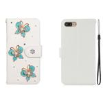 For iPhone 7 Plus Horizontal Flip Solid Color Rhinestones Leather Case with Card Slot & Wallet & Holder(Three Butterflies)