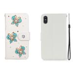 For iPhone X Horizontal Flip Solid Color Rhinestones Leather Case with Card Slot & Wallet & Holder(Three Butterflies)