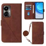 For Tecno Camon 19 Crossbody 3D Embossed Flip Leather Phone Case(Brown)