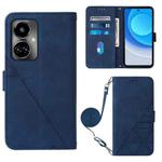 For Tecno Camon 19 Crossbody 3D Embossed Flip Leather Phone Case(Blue)