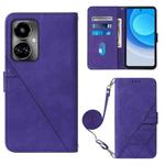 For Tecno Camon 19 Crossbody 3D Embossed Flip Leather Phone Case(Purple)