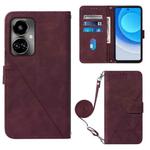 For Tecno Camon 19 Crossbody 3D Embossed Flip Leather Phone Case(Wine Red)
