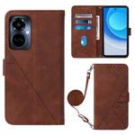 For Tecno Camon 19 Pro 5G Crossbody 3D Embossed Flip Leather Phone Case(Brown)